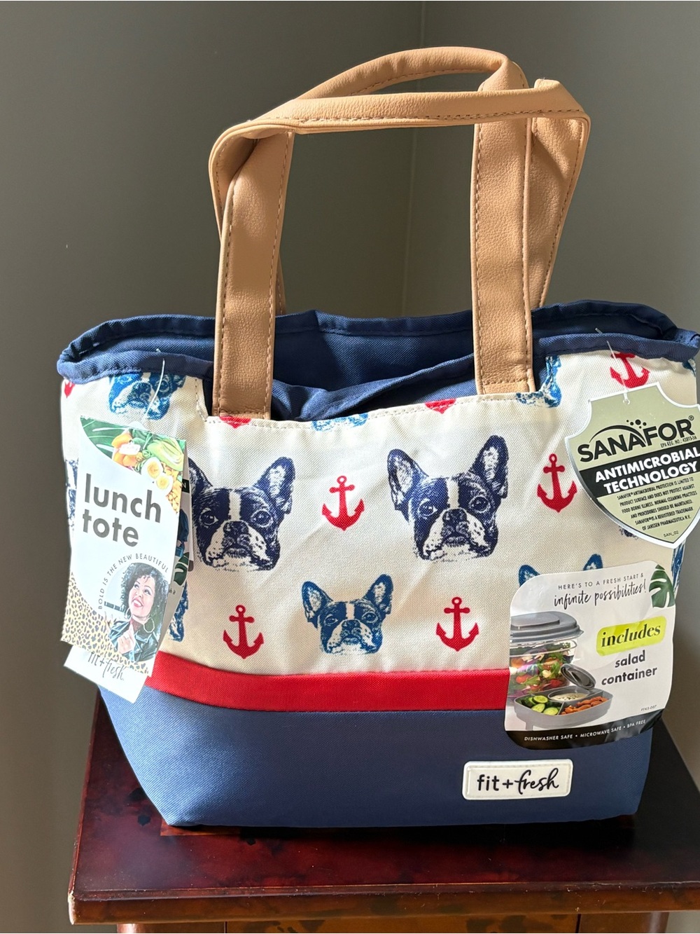 Navy & Cream French Bulldog Lunch Tote